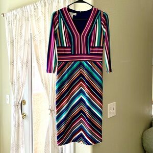 Wrap Style Deep Purple/Rainbow Dress